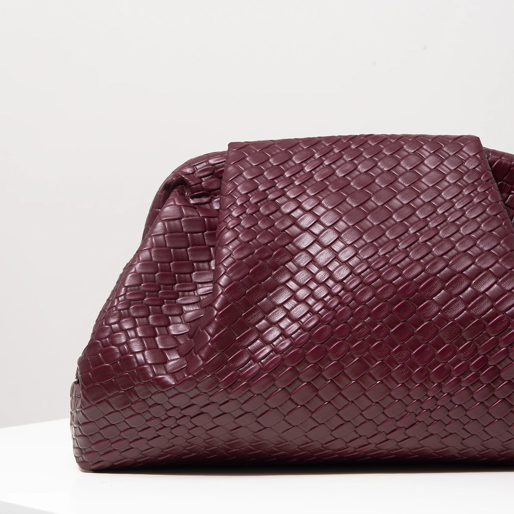 Women’s Woven Pattern Clutch Bag – Burgundy Vintage Design