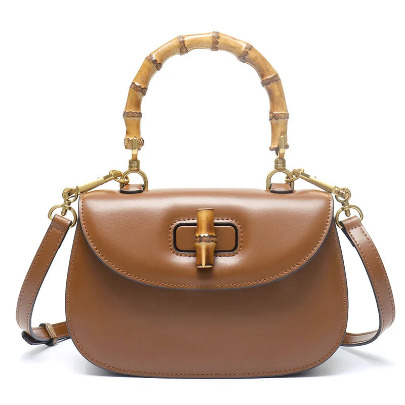Women’s Premium Leather Designer Bamboo Handle Bag
