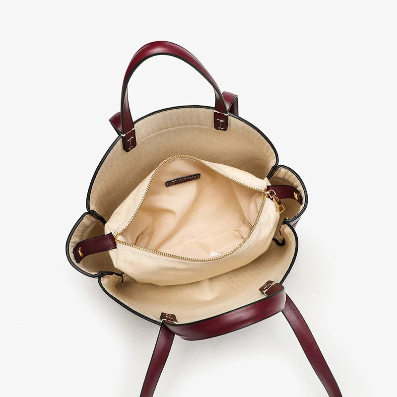 Women's Large Capacity Brown Handbag – Soft Super Fiber Leather Shoulder & Crossbody Commuter Bag