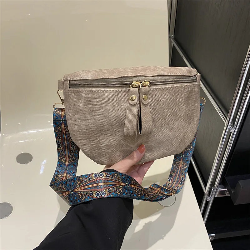 Women’s Designer Hobo Bag – Solid Color Luxury Waist & Shoulder Pack