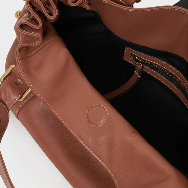 Women’s Vintage Tote – Luxury Solid Color Shoulder Handbag