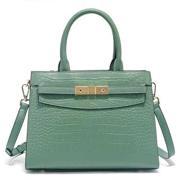 Women’s Elegant Leather Top-Handle Bag – Genuine Cowhide Crossbody