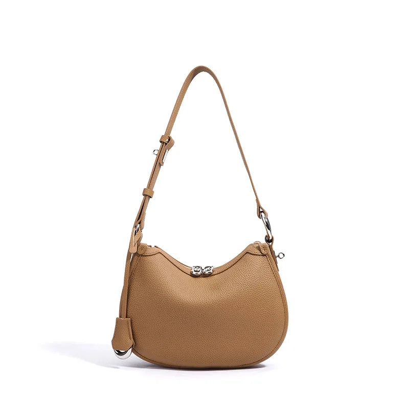 Women’s Blue Round Saddle Bag – Summer Cow Leather Crossbody Bag