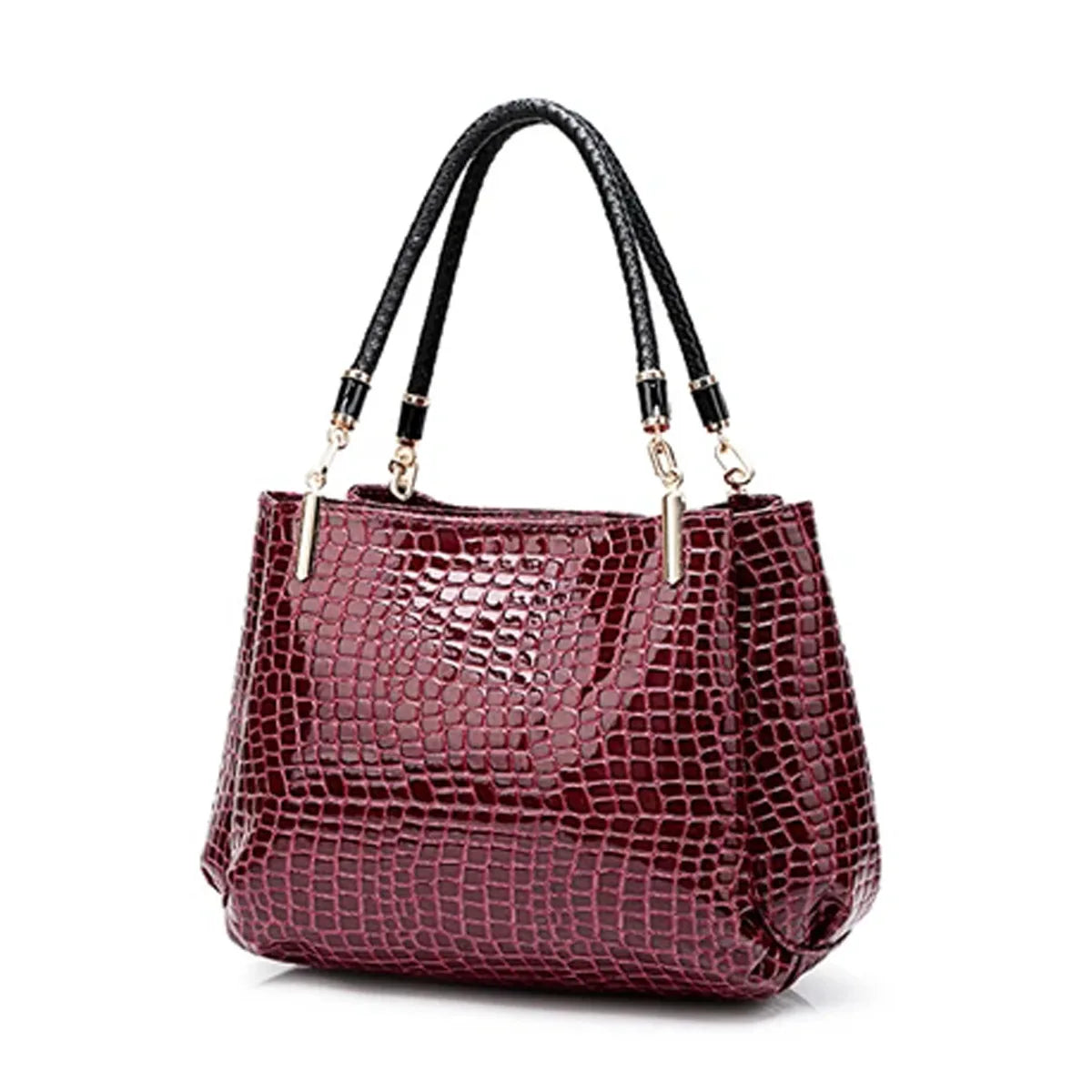 Women’s Chic Croco Shoulder Bag – Stylish Bright Finish Tote